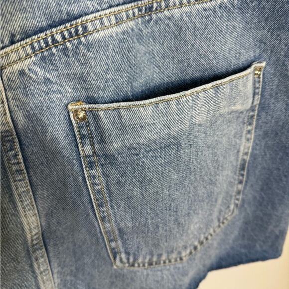 Zara Ripped denim Mini Skirt blue women size Large - Picture 6 of 10